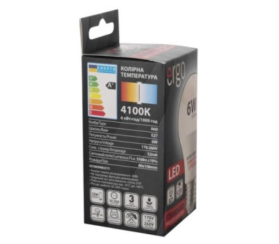 Лампа ERGO Standard A60 E27 8W 220V Тепл.Бел. 3000K Мат. н/ Дим.