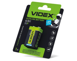 Батарейка 6LR61 (Крона) щелочная, Videx 1 шт, 9V, Blister Батарейка 6LR61 (Крона) щелочная, Videx 1 шт, 9V, Blister