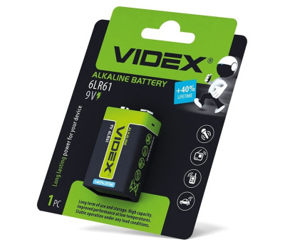 Батарейка 6LR61 (Крона) щелочная, Videx 1 шт, 9V, Blister Батарейка 6LR61 (Крона) щелочная, Videx 1 шт, 9V, Blister