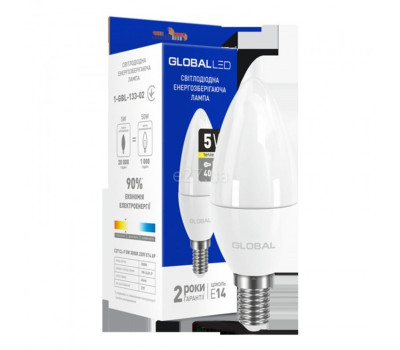Лампа Maxus LED C37 CL-F 5W 3000K 220V, цоколь E14 ,AP