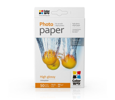 Фотобумага A6 (10x15) ColorWay, глянцевая, 180 г/ м2, (PG1800504R) 50 л 