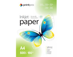 Фотобумага PrintPro, глянцевая, A4, 180 г/ м2, 500 л (PGE180500A4)