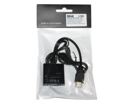 Переходник HDMI (папа) > VGA(мама) 20cm, STLab U-990 Black, аудио и кабель USB в комплекте
