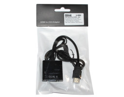 Переходник HDMI (папа) > VGA(мама) 20cm, STLab U-990 Black, аудио и кабель USB в комплекте