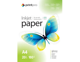 Фотобумага PrintPro, глянцевая, A4, 180 г/ м2, (PGE180020A4), 20 листов Фотобумага PrintPro, глянцевая, A4, 180 г/ м2, (PGE180020A4), 20 листов