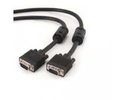 Кабель VGA 15.0m Cablexpert  VGA3+ 9C HD15M, двойное экранир,  2 фер.(CC-PPVGA-15M-B)