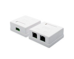 Розетка RJ45 (сетевая), UTP 8P8C, 2-портовая UTP, белая, накладная (15254)