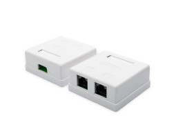 Розетка RJ45 (сетевая), UTP 8P8C, 2-портовая UTP, белая, накладная (15254)