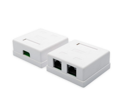 Розетка RJ45 (сетевая), UTP 8P8C, 2-портовая UTP, белая, накладная (15254) Розетка RJ45 (сетевая), UTP 8P8C, 2-портовая UTP, белая, накладная (15254)