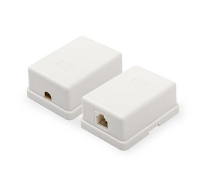 Розетка RJ45 (сетевая), UTP 8P8C, 1-портовая UTP, белая, накладная (15253)