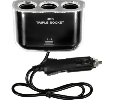 Сетевое зарядное устройство Atcom ES-09 , Hub, 3*DC12 +1*USB, 2.1A(MAX) , 120W черный, (13151)