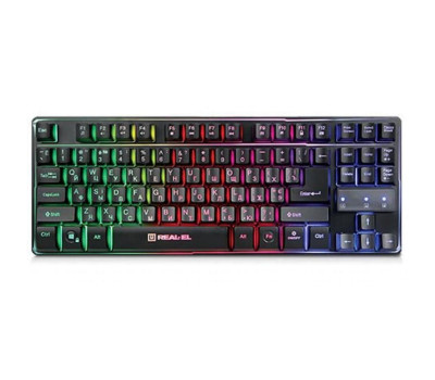 Клавиатура REAL-EL Gaming TKL Backlit 8710 USB Black, подсветка Клавиатура REAL-EL Gaming TKL Backlit 8710 USB Black, подсветка