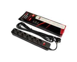 Фильтр сетевой 1.8м FrimeCom FC-B4006W, 6 розеток, черный