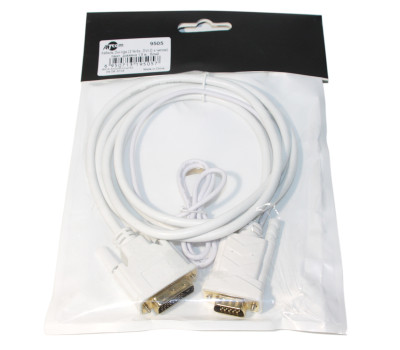 Кабель DVI-D> VGA 1.8m (2 феррита), ATcom, белый, с чипом (9505)
