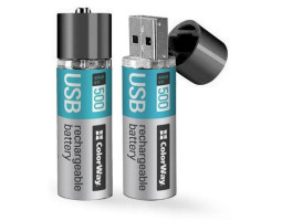 Аккумулятор AA-USB, 1200 mAh, ColorWay, 2 шт, 1.5V (CW-UBAA-02) Аккумулятор AA-USB, 1200 mAh, ColorWay, 2 шт, 1.5V (CW-UBAA-02)