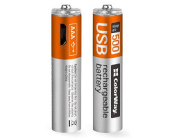 Аккумулятор AAA-micro USB , 400 mAh, ColorWay, 2 шт, 1.5V (CW-UBAAA-01) Аккумулятор AAA-micro USB , 400 mAh, ColorWay, 2 шт, 1.5V (CW-UBAAA-01)