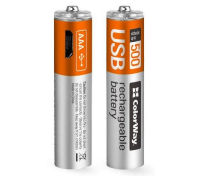 Аккумулятор AAA-micro USB , 400 mAh, ColorWay, 2 шт, 1.5V (CW-UBAAA-01) Аккумулятор AAA-micro USB , 400 mAh, ColorWay, 2 шт, 1.5V (CW-UBAAA-01)