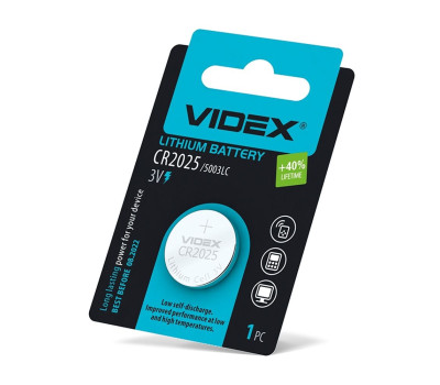 Батарейка CR-2025 Videx, 3V, Blister (CR2025) Батарейка CR-2025 Videx, 3V, Blister (CR2025)