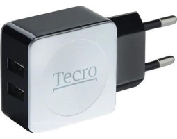 Сетевое зарядное устройство Tecro, White-Black, 2xUSB, 2.1A, (TR-CHG02-BW) Сетевое зарядное устройство Tecro, White-Black, 2xUSB, 2.1A, (TR-CHG02-BW)