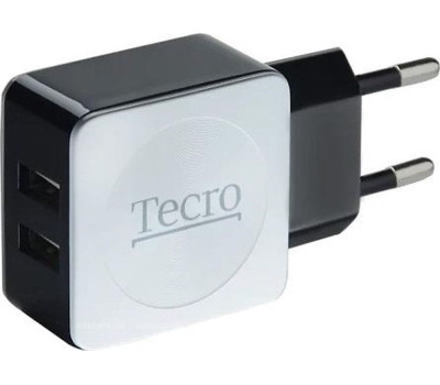 Сетевое зарядное устройство Tecro, White-Black, 2xUSB, 2.1A, (TR-CHG02-BW)