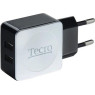 Сетевое зарядное устройство Tecro, White-Black, 2xUSB, 2.1A, (TR-CHG02-BW)