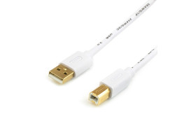 Кабель USB 2.0 - 0.8м AM/ BM Atcom GOLD plated, белый, в блистере (14370)