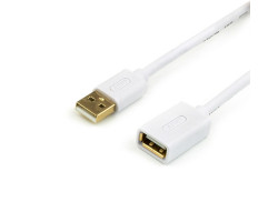 Кабель удлинитель USB 2.0 - 0.8 m AM/ AF ATcom, белый, блистер (13424)