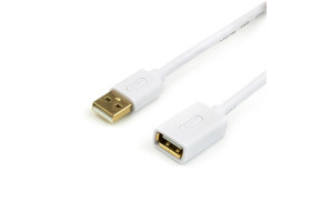 Кабель удлинитель USB 2.0 - 0.8 m AM/ AF ATcom, белый, блистер (13424)