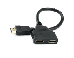 Переходник сплиттер HDMI(папа) > 2 HDMI(мама), Atcom, длина кабеля 10см (10901)