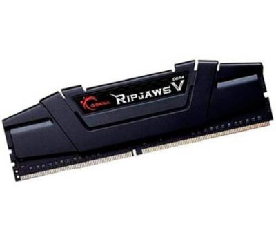 DDR4 16Gb, 3200 MHz, G.Skill Ripjaws V, Black, 16-18-18-38, 1.35V, с рад. (F4-3200C16S-16GVK)