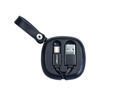 Кабель USB > Type-C, Crown CMCU-013C 0.9m, Black, плоский, в чехле Кабель USB > Type-C, Crown CMCU-013C 0.9m, Black, плоский, в чехле