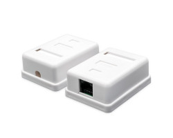 Розетка RJ45 (сетевая), 1-портовая UTP, Atcom, белая, накладная, кат. 6e (60251)