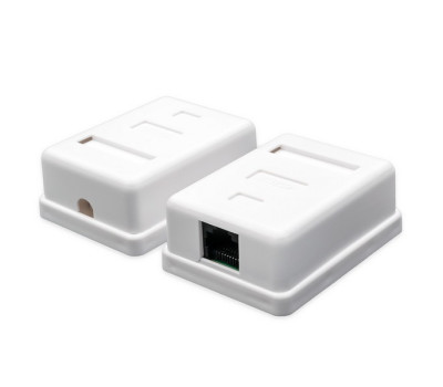 Розетка RJ45 (сетевая), 1-портовая UTP, Atcom, белая, накладная, кат. 6e (60251) Розетка RJ45 (сетевая), 1-портовая UTP, Atcom, белая, накладная, кат. 6e (60251)