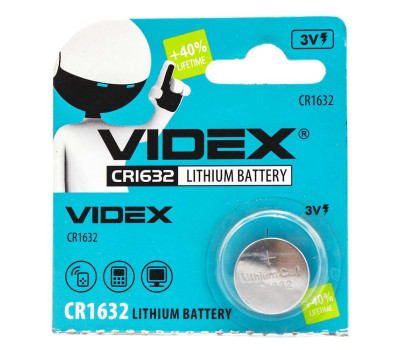 Батарейка CR1632, литиевая, Videx 3V, Blister ЗА 1ШТ. Батарейка CR1632, литиевая, Videx 3V, Blister ЗА 1ШТ.