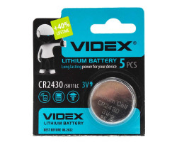 Батарейка CR2430, литиевая, Videx 3V, Blister ЗА 1ШТ.