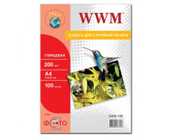 Фотобумага А4 200g/ m WWM глянец (G200.100N), 100листов