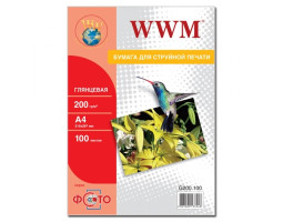 Фотобумага А4 200g/ m WWM глянец (G200.100N), 100листов