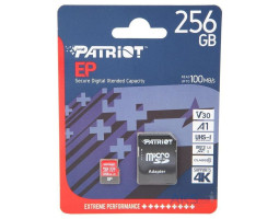 Карта памяти microSDHC, 256Gb, Class10 UHS-1, Patriot EP V30, R100MB/ s, SD адаптер, PEF256GEP31MCX Карта памяти microSDHC, 256Gb, Class10 UHS-1, Patriot EP V30, R100MB/ s, SD адаптер, PEF256GEP31MCX