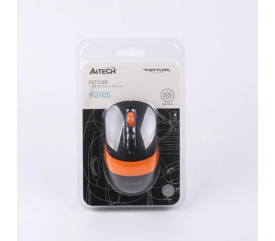 Мышь A4Tech Fstyler FG10S 2000dpi Black+Orange, USB, Wireless, бесшумная (FG10S Orange)